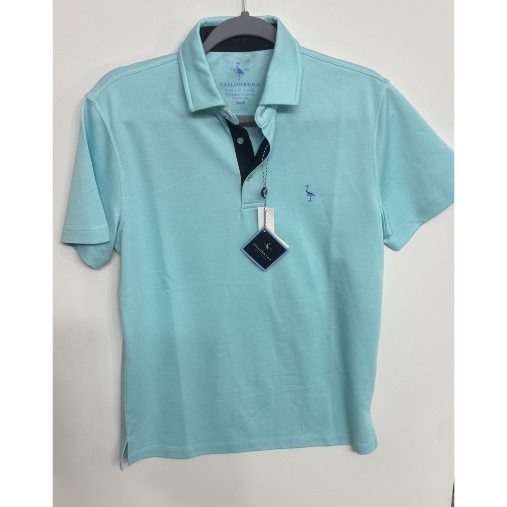 Taylor Bird Men's Short Sleeve Polo Golf Shirt Size Small Seaglass